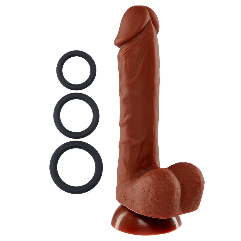 Premium Silicone 7in Dildo w/3 Bonus Cock Rings